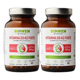 2x BIOWEN WITAMINA D3+K2 FORTE ODPORNOŚĆ KOŚCI SERCE MIĘŚNIE ZĘBY 60 kaps — zdjęcie 1