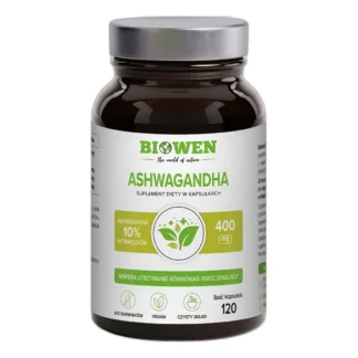 BIOWEN ASHWAGANDHA 10% 400mg 120 kapsułek SEN KORTYZOL STRES UKŁAD NERWOWY — zdjęcie 1