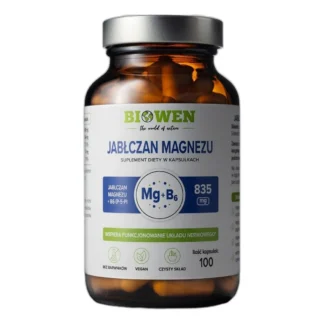 BIOWEN JABŁCZAN MAGNEZU 830mg Z WITAMINA B6 MIĘŚNIE UKŁAD NERWOWY 100 kaps — zdjęcie 1