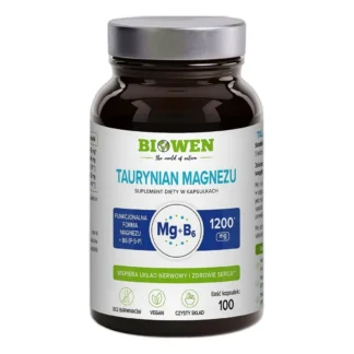BIOWEN TAURYNIAN MAGNEZU 600mg WITAMINA B6 SERCE ENERGIA ZMĘCZENIE 100 kaps — zdjęcie 1