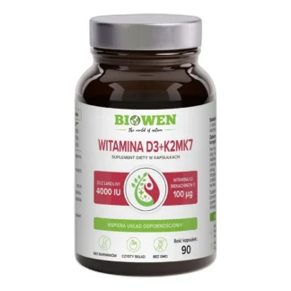 BIOWEN WITAMINA D3 K2 MK7 Z NATTO KOŚCI ZĘBY ODPORNOŚĆ CHOLESTEROL 90 kaps — zdjęcie 1